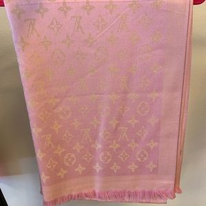 Inspired Pink and Gold Silk Scarf